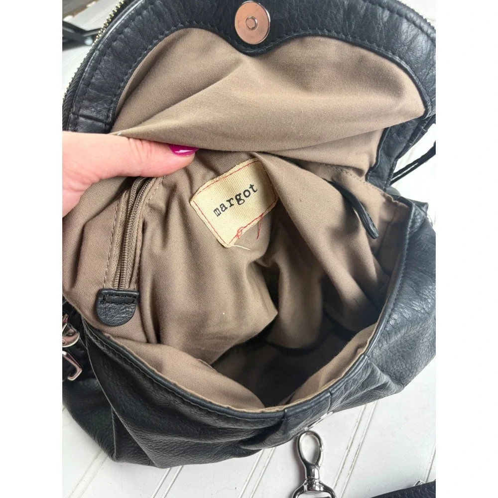 Margot Vintage Y2K Soft Black Leather Shoulder Hobo Boho Fold Over Bag
